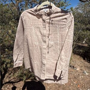 Zuri Cotton Shirt Tan Batik Polka Dot Small